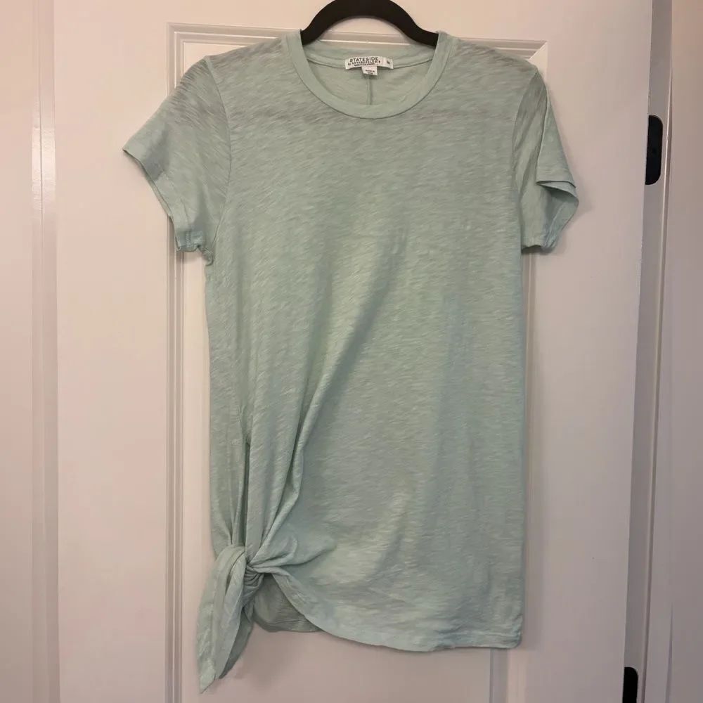 STATESIDE BY ANTHROPOLOGIE Tie Side Cotton T Shirt Mint Green Women’s XS
